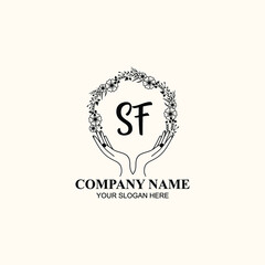 Initial SF Handwriting, Wedding Monogram Logo Design, Modern Minimalistic and Floral templates for Invitation cards