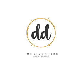 DD Initial letter handwriting and signature logo. A concept handwriting initial logo with template element.