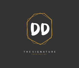 DD Initial letter handwriting and signature logo. A concept handwriting initial logo with template element.