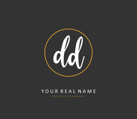 DD Initial letter handwriting and signature logo. A concept handwriting initial logo with template element.