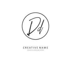 DD Initial letter handwriting and signature logo. A concept handwriting initial logo with template element.