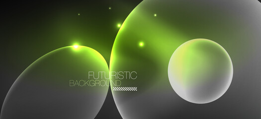 Neon ellipses abstract backgrounds. Shiny bright round shapes glowing in the dark. Vector futuristic illustrations for covers, banners, flyers and posters and other