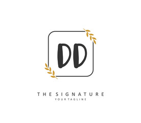 DD Initial letter handwriting and signature logo. A concept handwriting initial logo with template element.