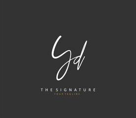 YD Initial letter handwriting and signature logo. A concept handwriting initial logo with template element.