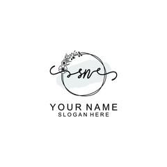 Initial SN Handwriting, Wedding Monogram Logo Design, Modern Minimalistic and Floral templates for Invitation cards