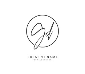 GD Initial letter handwriting and signature logo. A concept handwriting initial logo with template element.