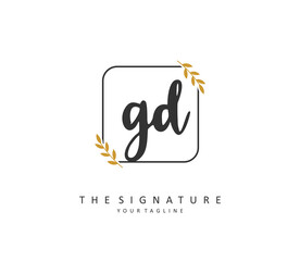 GD Initial letter handwriting and signature logo. A concept handwriting initial logo with template element.