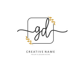GD Initial letter handwriting and signature logo. A concept handwriting initial logo with template element.