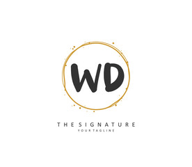 WD Initial letter handwriting and signature logo. A concept handwriting initial logo with template element.