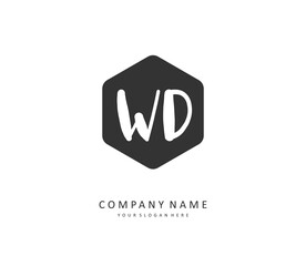 WD Initial letter handwriting and signature logo. A concept handwriting initial logo with template element.