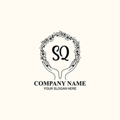 Initial SQ Handwriting, Wedding Monogram Logo Design, Modern Minimalistic and Floral templates for Invitation cards