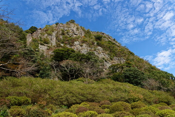 view of mount Mifune from Mifuneyama rakuen park in Takeo city, saga prefecture, Japan