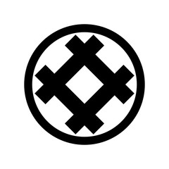 井筒紋・中輪に隅立て井筒（ちゅうわにすみたていづつ）