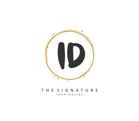 ID Initial letter handwriting and signature logo. A concept handwriting initial logo with template element.