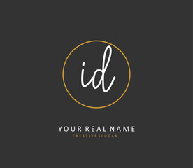 ID Initial letter handwriting and signature logo. A concept handwriting initial logo with template element.