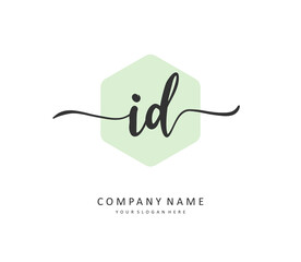 ID Initial letter handwriting and signature logo. A concept handwriting initial logo with template element.