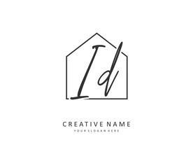 ID Initial letter handwriting and signature logo. A concept handwriting initial logo with template element.