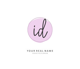 ID Initial letter handwriting and signature logo. A concept handwriting initial logo with template element.