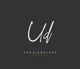 UD Initial letter handwriting and signature logo. A concept handwriting initial logo with template element.