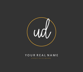 UD Initial letter handwriting and signature logo. A concept handwriting initial logo with template element.