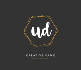 UD Initial letter handwriting and signature logo. A concept handwriting initial logo with template element.