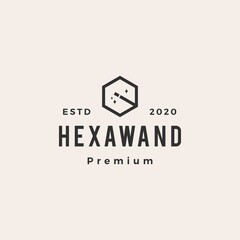 hexagonal magic wand hipster vintage logo vector icon illustration