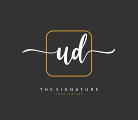 UD Initial letter handwriting and signature logo. A concept handwriting initial logo with template element.