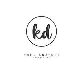 KD Initial letter handwriting and signature logo. A concept handwriting initial logo with template element.
