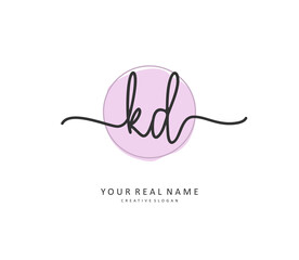 KD Initial letter handwriting and signature logo. A concept handwriting initial logo with template element.