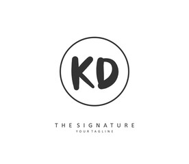 KD Initial letter handwriting and signature logo. A concept handwriting initial logo with template element.