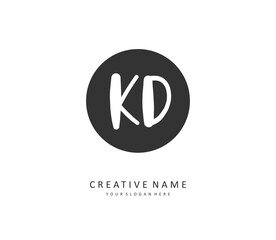 KD Initial letter handwriting and signature logo. A concept handwriting initial logo with template element.