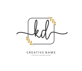 KD Initial letter handwriting and signature logo. A concept handwriting initial logo with template element.