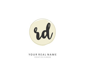RD Initial letter handwriting and signature logo. A concept handwriting initial logo with template element.