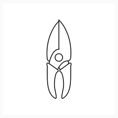 Doodle gardening scissors icon isolated on white. Sketch gardening tool. Vector stock illustration. EPS 10