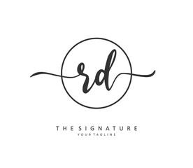 RD Initial letter handwriting and signature logo. A concept handwriting initial logo with template element.