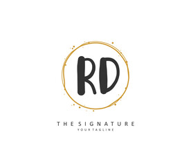RD Initial letter handwriting and signature logo. A concept handwriting initial logo with template element.