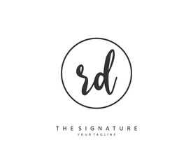RD Initial letter handwriting and signature logo. A concept handwriting initial logo with template element.