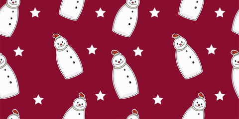 seamless pattern Snowman cartoon character for winter seasonal festival, wrapping paper, chritsmas gift