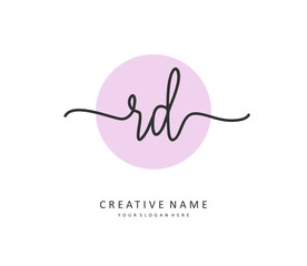 RD Initial letter handwriting and signature logo. A concept handwriting initial logo with template element.