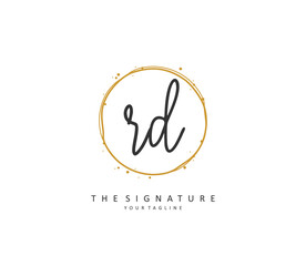 RD Initial letter handwriting and signature logo. A concept handwriting initial logo with template element.