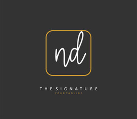 ND Initial letter handwriting and signature logo. A concept handwriting initial logo with template element.