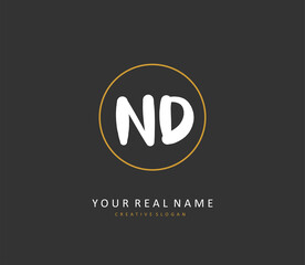 ND Initial letter handwriting and signature logo. A concept handwriting initial logo with template element.