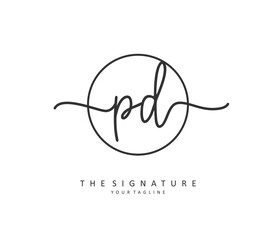 PD Initial letter handwriting and signature logo. A concept handwriting initial logo with template element.