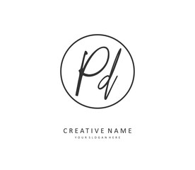 PD Initial letter handwriting and signature logo. A concept handwriting initial logo with template element.