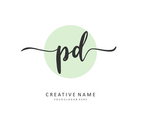 PD Initial letter handwriting and signature logo. A concept handwriting initial logo with template element.