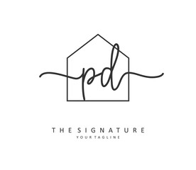 PD Initial letter handwriting and signature logo. A concept handwriting initial logo with template element.