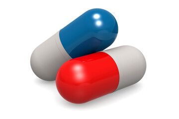 Blue and red tablet pill