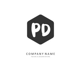 PD Initial letter handwriting and signature logo. A concept handwriting initial logo with template element.