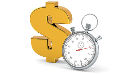 Golden dollar sign with stopwatch