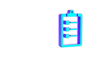 Turquoise Grooming salon price list icon isolated on white background. Minimalism concept. 3d illustration 3D render.